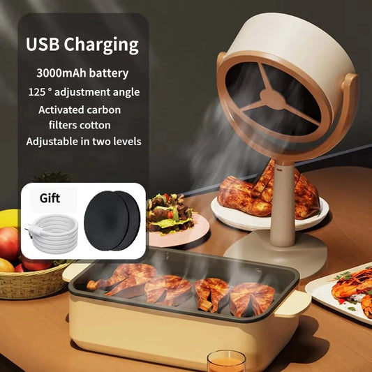 Transform Your Cooking Experience with the Electric Desktop Range Hood - USB Adjustable Mini Exhaust Fan for BBQ and Hot Pot!